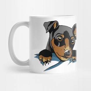 Cute Puppy Peeking From Pocket Mug